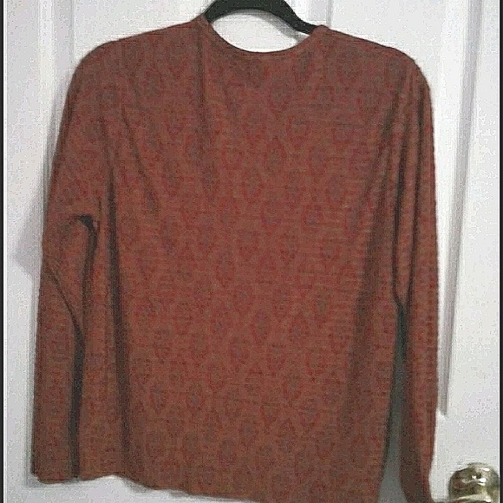 RAFAEL Rust Ribbed Texture Button Down Long Sleeve Cardigan Top L - Picture 4 of 6